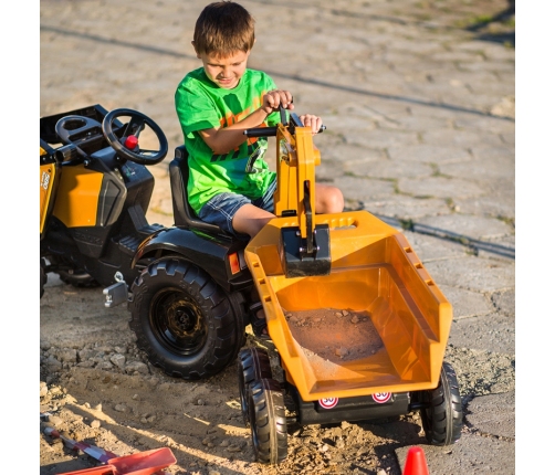 FALK Traktor Case IH Backhoe Pomarańczowy z Przyczepką Ruchoma Łyżka od 3 Lat