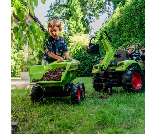 FALK Traktor CLAAS AVEC Zielony na Pedały z Przyczepką od 3 Lat