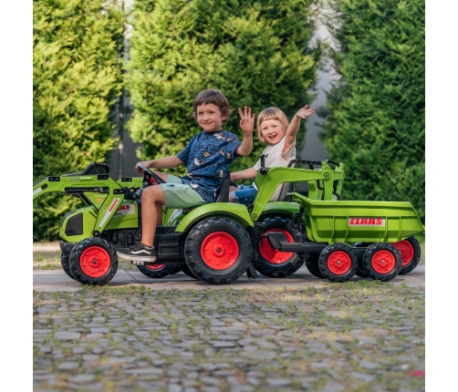 FALK Traktor CLAAS AVEC Zielony na Pedały z Przyczepką od 3 Lat