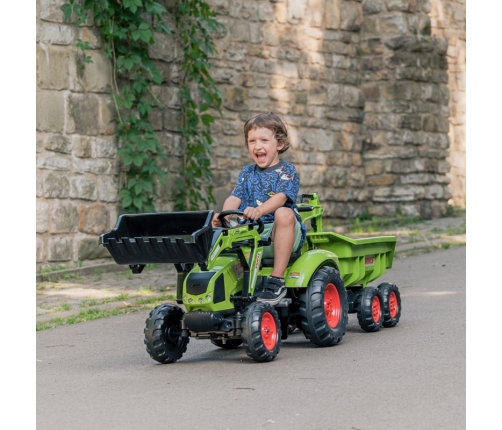 FALK Traktor CLAAS AVEC Zielony na Pedały z Przyczepką od 3 Lat