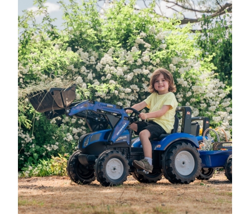 FALK Traktor New Holland Niebieski na Pedały z Przyczepką od 3 Lat