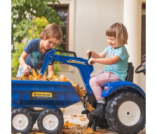 FALK Traktorek New Holland na Pedały Niebieski z Przyczepką od 3 Lat