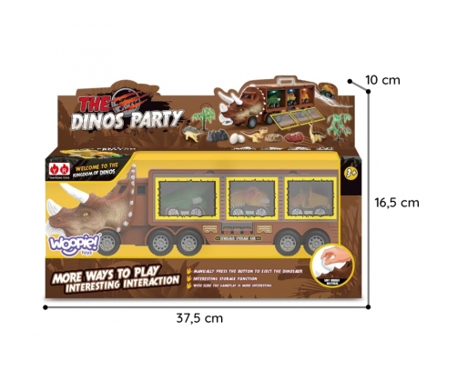 WOOPIE Cięzarówka Dinozaur z Wyrzutnią i Samochodzikami 15 el.
