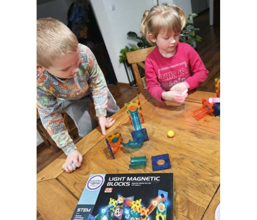 WOOPIE Klocki Magnetyczne Tor Kulkowy Świetlny 49 el.