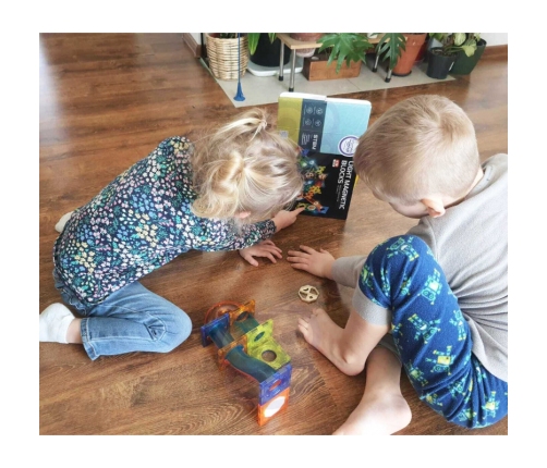 WOOPIE Klocki Magnetyczne Tor Kulkowy Świetlny 49 el.