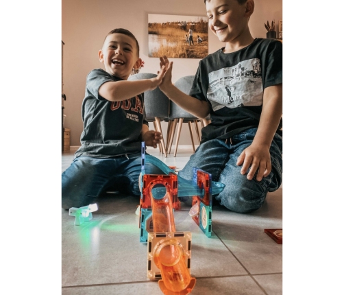 WOOPIE Klocki Magnetyczne Tor Kulkowy Świetlny 75 el.