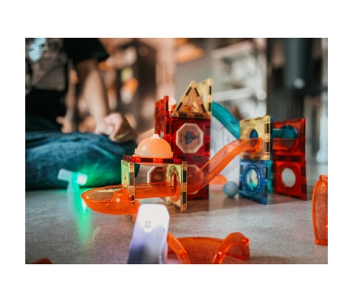 WOOPIE Klocki Magnetyczne Tor Kulkowy Świetlny 75 el.