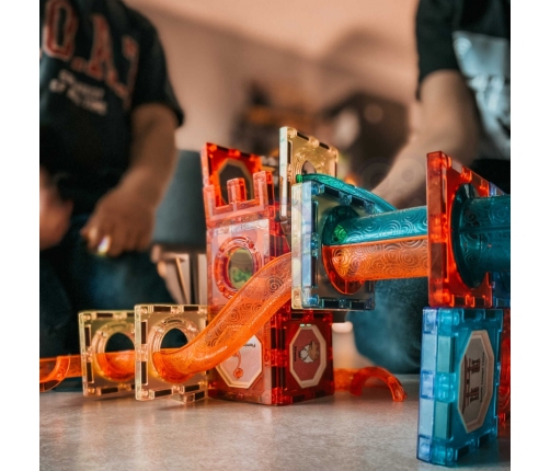 WOOPIE Klocki Magnetyczne Tor Kulkowy Świetlny 75 el.