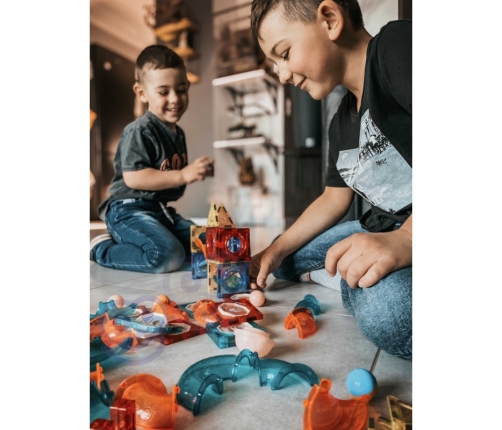 WOOPIE Klocki Magnetyczne Tor Kulkowy Świetlny 75 el.