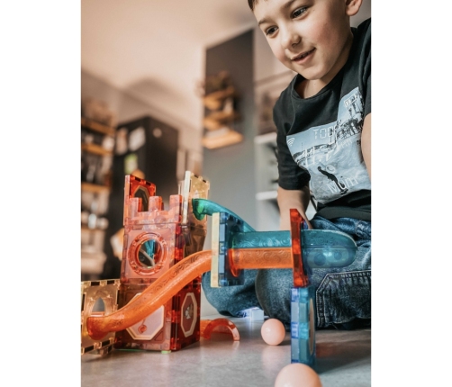 WOOPIE Klocki Magnetyczne Tor Kulkowy Świetlny 75 el.