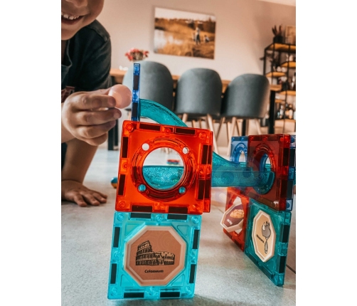 WOOPIE Klocki Magnetyczne Tor Kulkowy Świetlny 49 el.