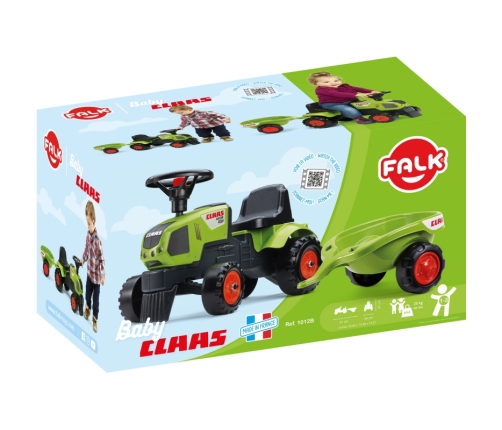 FALK Traktorek Baby Claas Axos 310 Zielony z Przyczepką od 1 roku