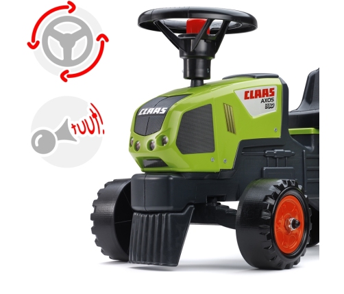 FALK Traktorek Baby Claas Axos 310 Zielony z Przyczepką od 1 roku