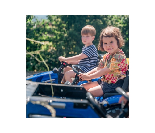 Трактор с педалями с ковшом и прицепом FALK New Holland Blue