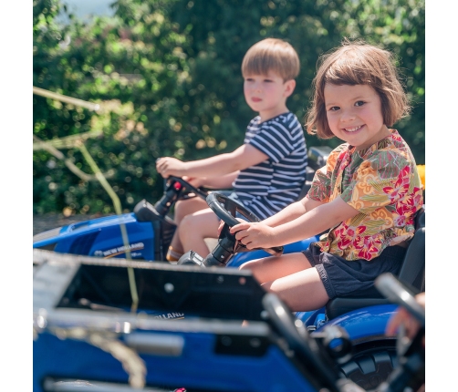 Traktors ar pedāļiem ar kausu un piekabi FALK New Holland Blue