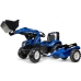 Traktors ar pedāļiem ar kausu un piekabi FALK New Holland Blue