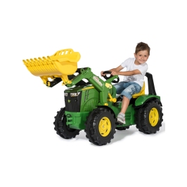 RollyX-Trac Premium John Deere Traktor na Pedały Łyżka Ciche Koła 3-10 Lat do 50kg Rolly Toys - Zielony