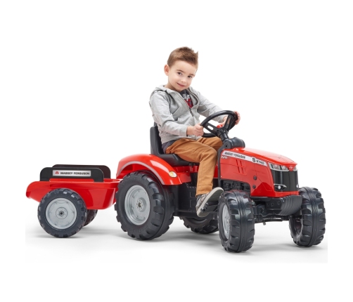 FALK Traktor Massey Ferguson Czerwony na Pedały z Przyczepką od 3 Lat