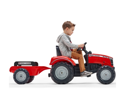 FALK Traktor Massey Ferguson Czerwony na Pedały z Przyczepką od 3 Lat