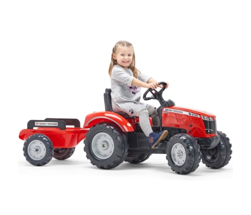 FALK Traktor Massey Ferguson Czerwony na Pedały z Przyczepką od 3 Lat