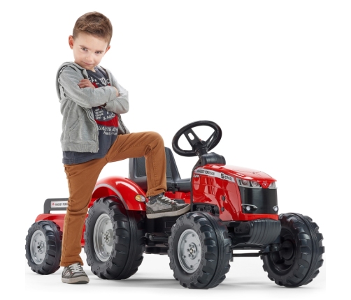 FALK Traktor Massey Ferguson Czerwony na Pedały z Przyczepką od 3 Lat