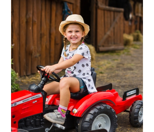 FALK Traktor Massey Ferguson Czerwony na Pedały z Przyczepką od 3 Lat