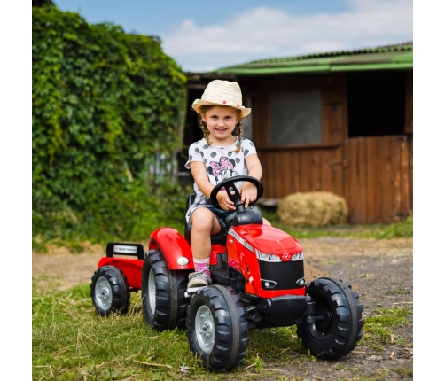 FALK Traktor Massey Ferguson Czerwony na Pedały z Przyczepką od 3 Lat