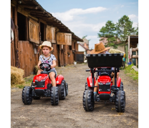 FALK Traktor Massey Ferguson Czerwony na Pedały z Przyczepką od 3 Lat