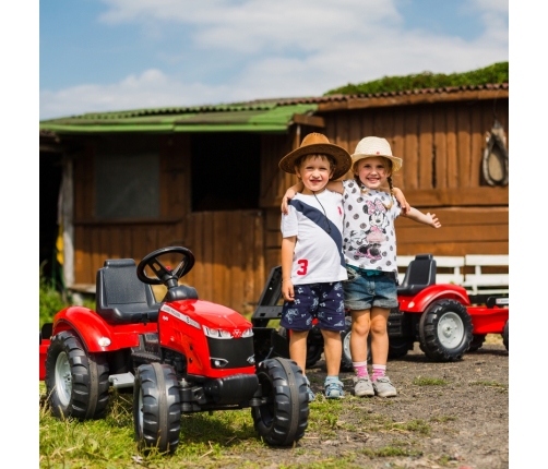 FALK Traktor Massey Ferguson Czerwony na Pedały z Przyczepką od 3 Lat