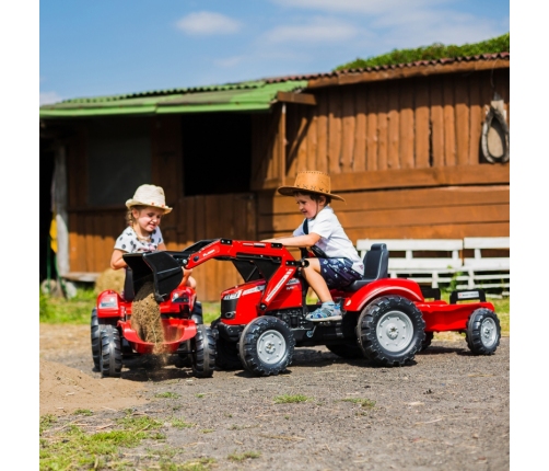 FALK Traktor Massey Ferguson Czerwony na Pedały z Przyczepką od 3 Lat