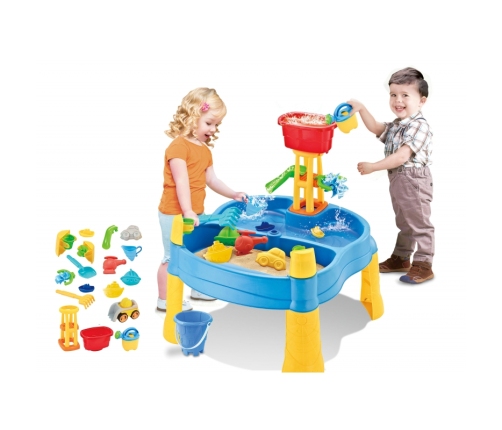 WOOPIE Stolik Wodny 2w1 Piaskownica Młyn 14 akc.