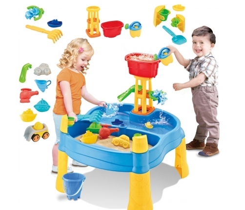 WOOPIE Stolik Wodny 2w1 Piaskownica Młyn 14 akc.