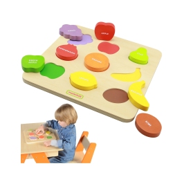 MASTERKIDZ Drewniany Sorter Kształtów Kolorowe Owoce Montessori