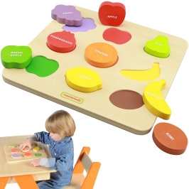 MASTERKIDZ Drewniany Sorter Kształtów Kolorowe Owoce Montessori MASTERKIDZ Drewniany Sorter Kształtów Kolorowe Owoce Montessori