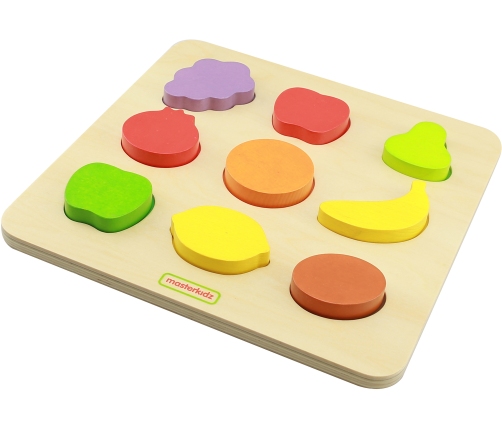 MASTERKIDZ Drewniany Sorter Kształtów Kolorowe Owoce Montessori