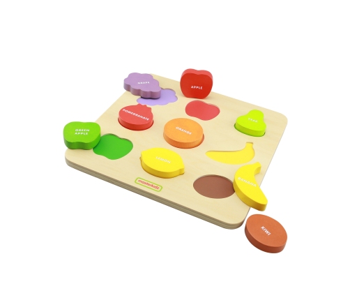 MASTERKIDZ Drewniany Sorter Kształtów Kolorowe Owoce Montessori