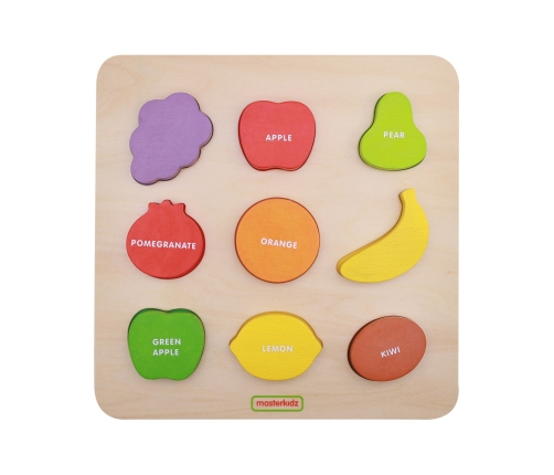 MASTERKIDZ Drewniany Sorter Kształtów Kolorowe Owoce Montessori