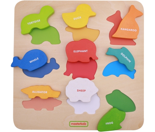 MASTERKIDZ Drewniany Sorter Kształtów Kolorowe Zwierzątka Montessori