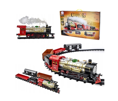 WOOPIE Klasyczny Pociąg Elektryczny Kolejka Tor Dźwięk Światło + 29 Akc.