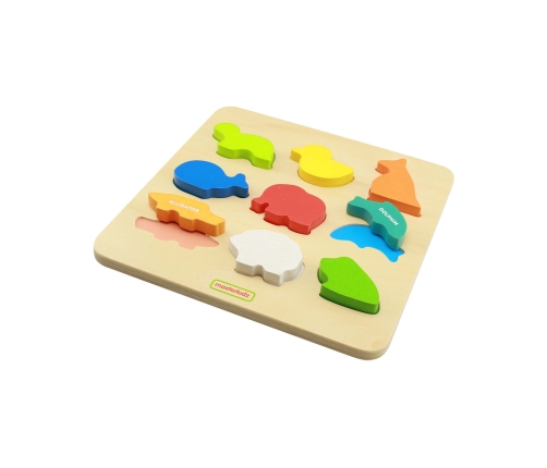 MASTERKIDZ Drewniany Sorter Kształtów Kolorowe Zwierzątka Montessori