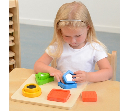 MASTERKIDZ Drewniany Sorter Kształtów Materiałów Faktury Powierzchni Montessori