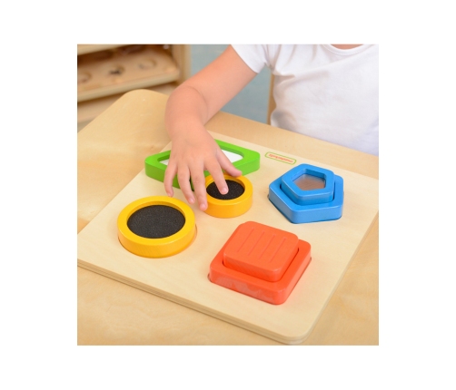 MASTERKIDZ Drewniany Sorter Kształtów Materiałów Faktury Powierzchni Montessori