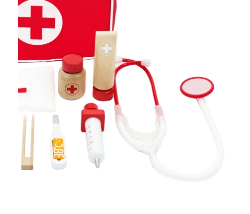 CLASSIC WORLD Drewniany Zestaw Walizka Małego Doktora Lekarza 19 el.