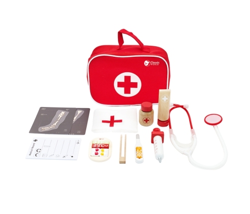 CLASSIC WORLD Drewniany Zestaw Walizka Małego Doktora Lekarza 19 el.