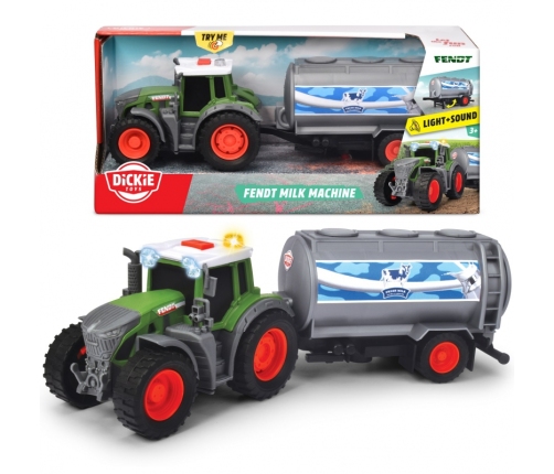 DICKIE Farm Traktor Fendt z przyczepką na mleko 26cm