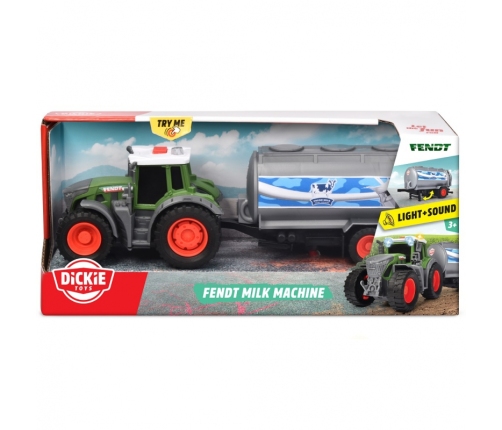 DICKIE Farm Traktor Fendt z przyczepką na mleko 26cm