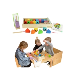 MASTERKIDZ Duża Drewniana Nawlekanka Sznurowanka Montessori