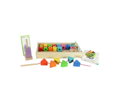 MASTERKIDZ Duża Drewniana Nawlekanka Sznurowanka Montessori