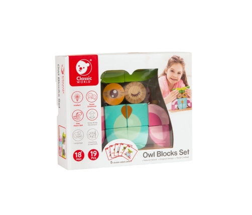 Kreatywne Drewniane Klocki Przestrzenne 3d Classic World Sowa