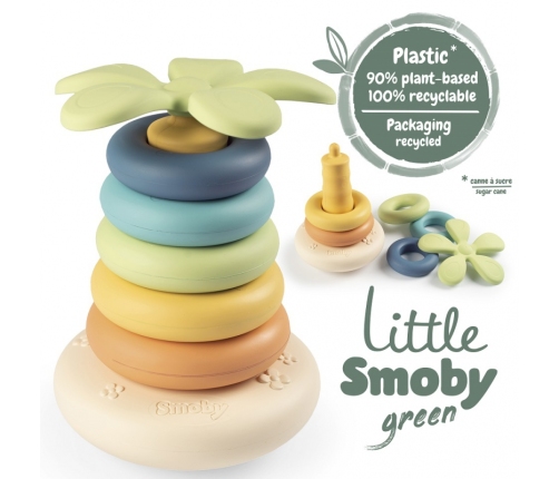 SMOBY Little Green Duża Piramidka z Krążków Bioplastik Palma 6el.